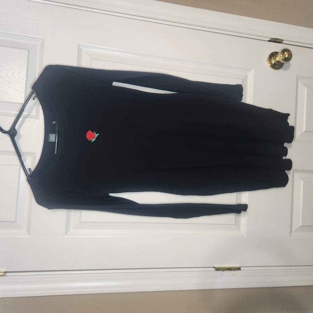 Wild Fable Red and Black Crew Neck Dress